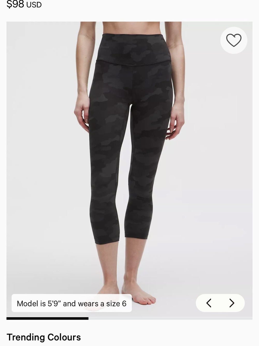 Lululemon Align in Black Camo - Raw Hem 23”